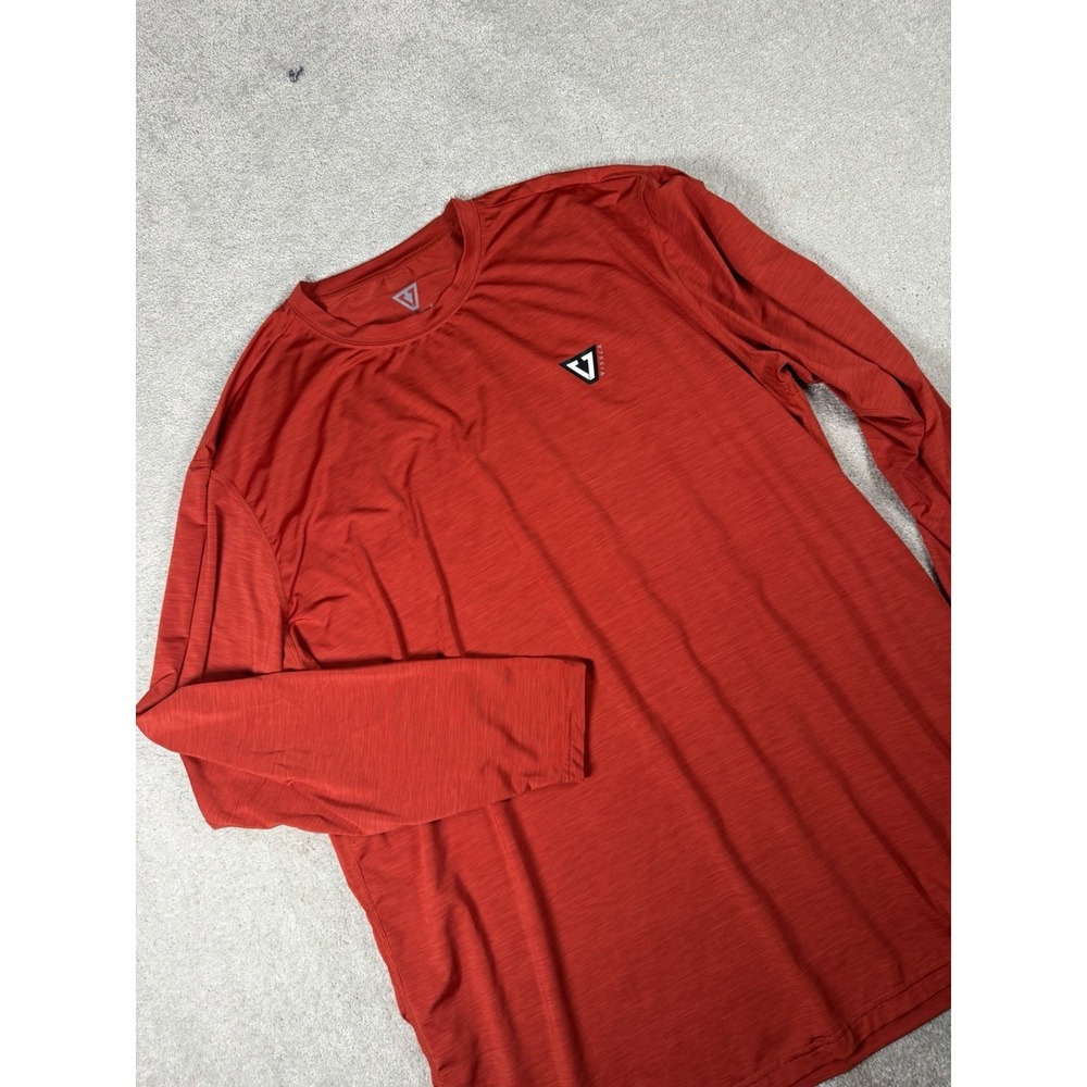 Vissla Shirt Men's XL Red UV Protection Long Sleeve Surf Rashguard Athletic